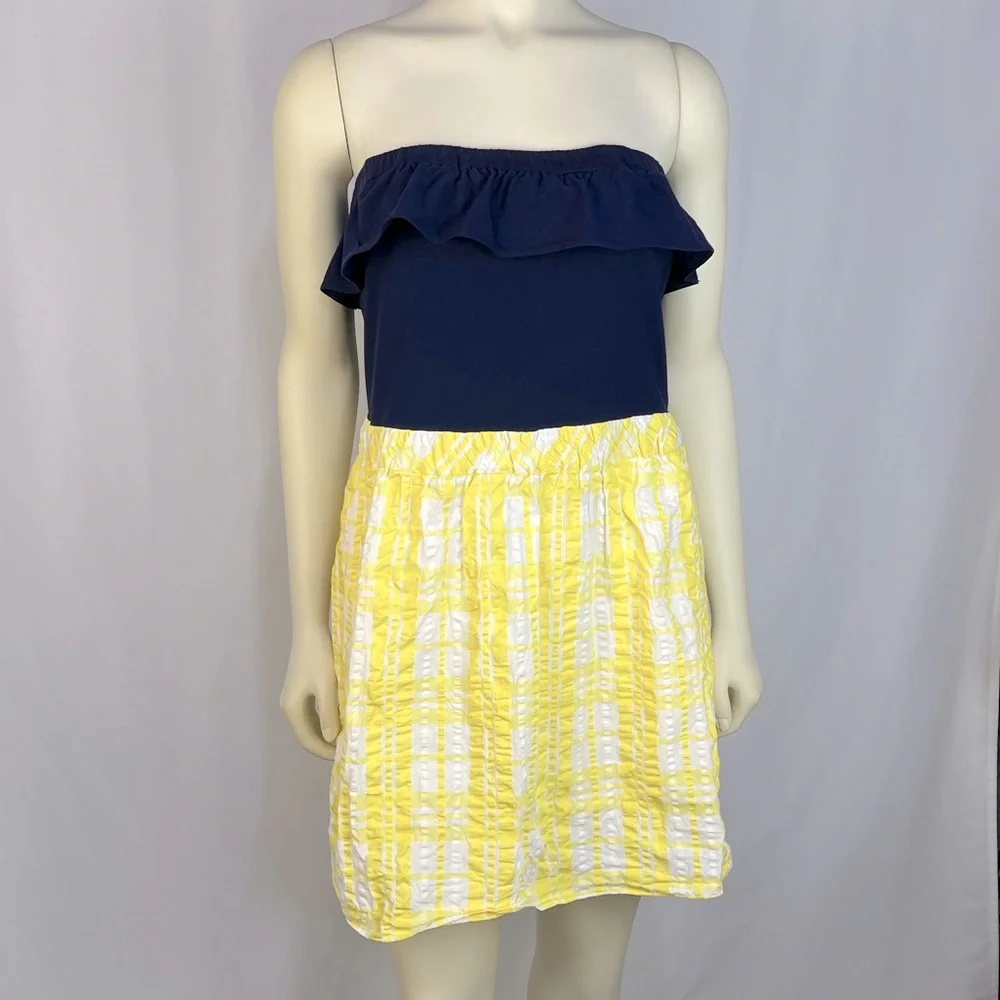 Lilly Pulitzer Esmeralda
Starfruit Yellow Sucker For Plaid Combo Navy Dress Sz L - Picture 5 of 15